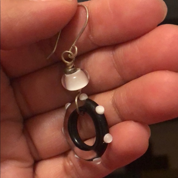 Circle acrylic earrings with dots - Picture 2 of 2